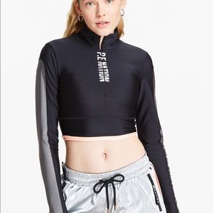 PE Nation side runner long sleeve crop quarter zip